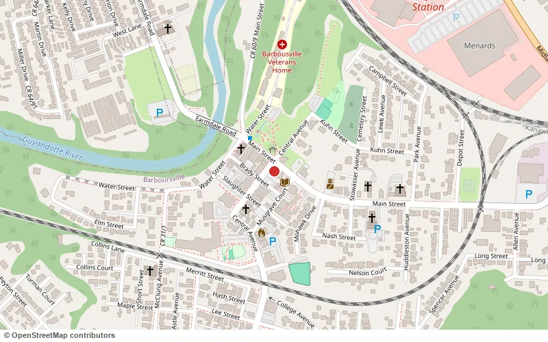 Map of downtown Barboursville showing Scoops on Central on Central Avenue